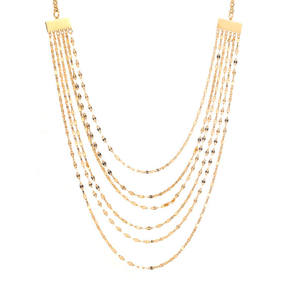 Wholesale 18k gold titanium steel necklace multi-layer stacked pendant multi-layer stainless steel sweater chain necklace women