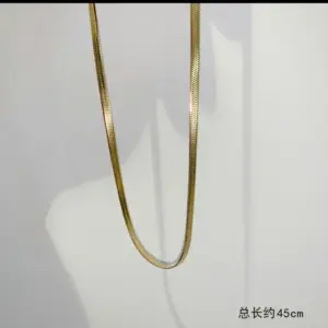 Gold Snake Bone Flat Necklace