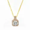Wholesale 201 Stainless Steel White Gold Plated Gold Plated Classic Style Plating Inlay Square Glass Zircon Pendant Necklace