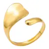 PVD Coated Real Gold Plated 18K Gold Geometric 304 Stainless Steel Simple Style Waterproof Non Tarnish Open Rings