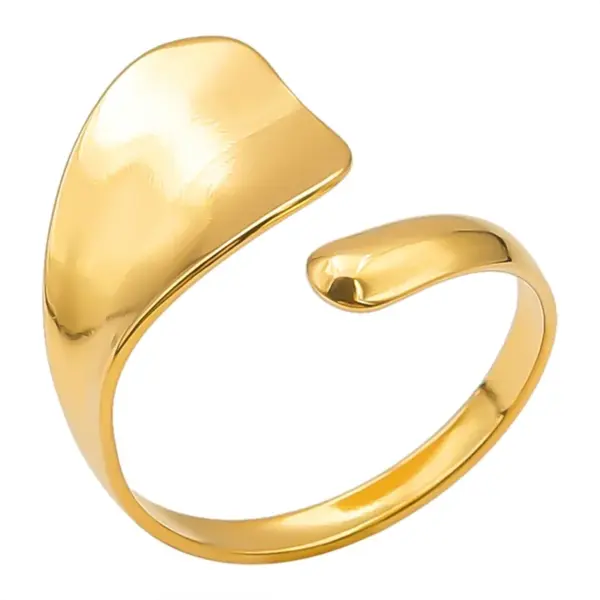 PVD Coated Real Gold Plated 18K Gold Geometric 304 Stainless Steel Simple Style Waterproof Non Tarnish Open Rings