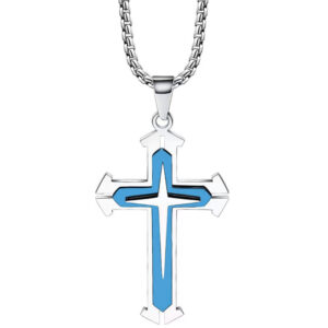 Slit blue + stainless steel chain