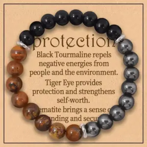 Tiger Eye Stone Black Gallstone Bracelet - No Card