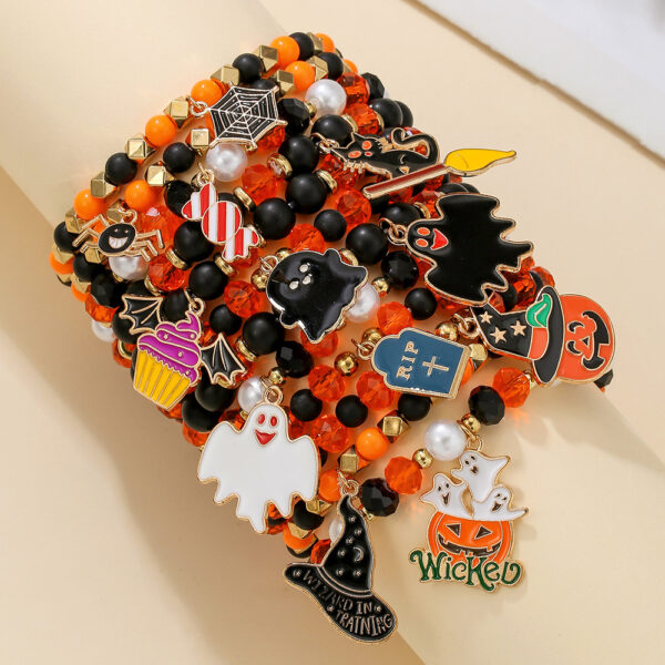 Wholesale Halloween Bracelet Beaded Funny Spider Bat Pendant Ghost Festival Ghost Bracelet