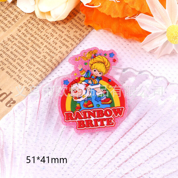 Wholesale New loose powder cross-border cartoon rainbow girl cute jewelry acrylic pin cute DIY patch accessories
