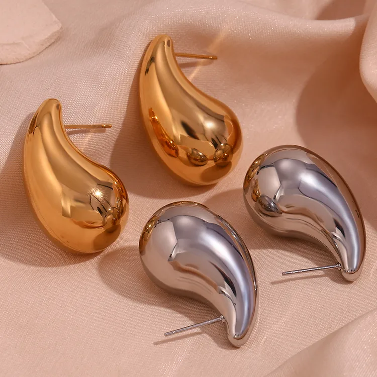 Wholesale PVD Coated Real Gold Plated 18K Gold Water oplets Stainless Steel Simple Style Classic Style Waterproof Non Tarnish Ear Studs