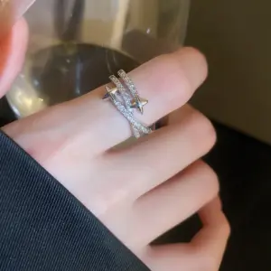 31# Ring-Silver-Three-Layer Eight-Pointed Stars