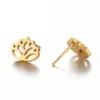 Wholesale PVD Coated 18K Gold Real Gold Plated Heart Shape Flower 304 Stainless Steel Simple Style Waterproof Non Tarnish Ear Studs