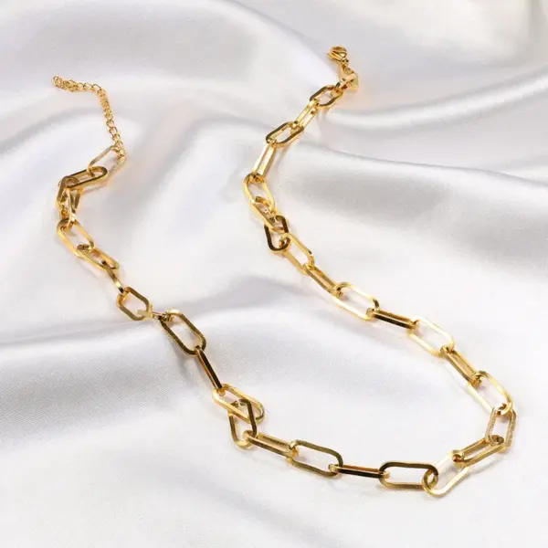 Wholesale PVD Coated 18K Gold Plated Geometric Stainless Steel Retro Simple Style 304 Stainless Steel Necklace