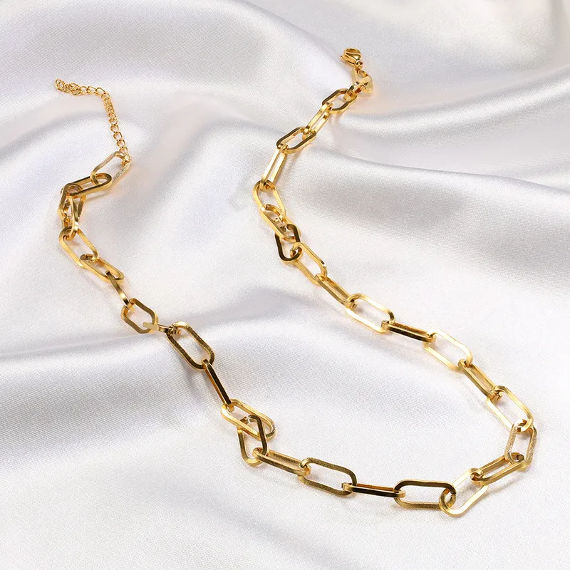 Wholesale PVD Coated 18K Gold Plated Geometric Stainless Steel Retro Simple Style 304 Stainless Steel Necklace