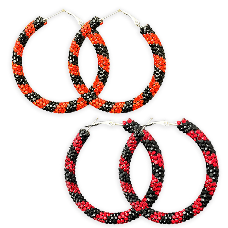 Wholesale color-blocked rhinestone hoop earrings