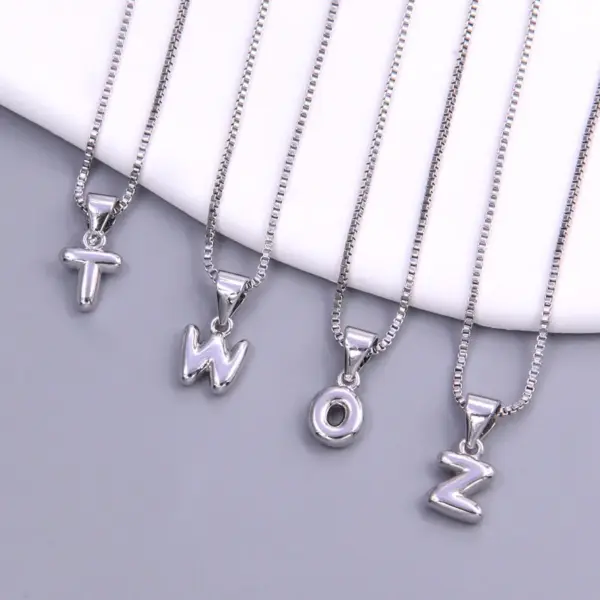 Wholesale Simple Style Letter Copper 18k Gold Plated White Gold Plated Pendant Necklace In Bulk