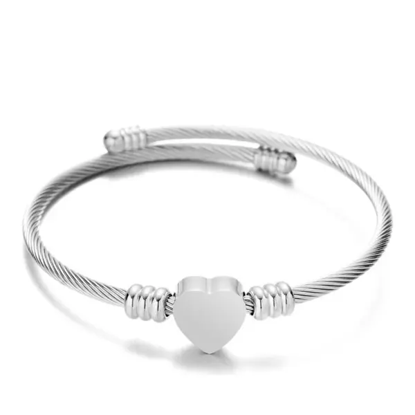 Sweet Simple Style Heart Shape Stainless Steel lishing Plating Bangle
