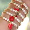 Wholesale Copper Ball Chain Beaded Pearl Cherry Strawberry Chili Bracelets