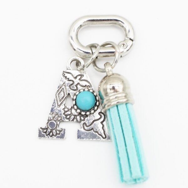 oly-16ccab6e2ef5b56ad543bfb34f79cc8d Wholesale New ethnic style turquoise 26 letter tassel shoe charm, bag pendant, jewelry wholesale, cross-border e-commerce, Xiaohongshu