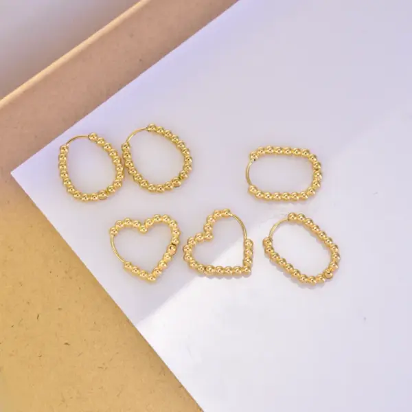 304 Stainless Steel Geometric Water Droplets Heart Shape PVD Coated 18K Real Gold Plated 18K Gold Simple Style Waterproof Non Tarnish Gold Hoop Earrings