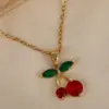 Wholesale Jewelry Casual Elegant Cute Cherry Titanium Steel Pendant Necklace Cable Chain