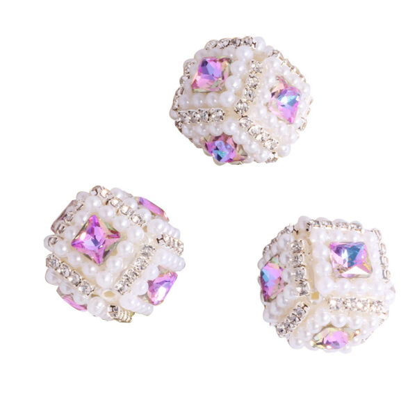 Wholesale New Square Gemstone Pearl Rhinestone Straight Hole Loose Beads DIY Mobile Phone Key Chain Necklace Bag Chain Accessories