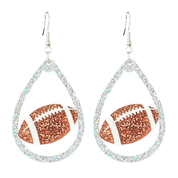Wholesale Amazon Supply Football Glitter Day Atmosphere Colorful Earrings Bow Element Coffee Autumn Earrings