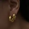 Wholesale 1 Pair IG Style Classic Style C Shape 304 Stainless Steel 18K Gold Plated Stainless Steel Earrings