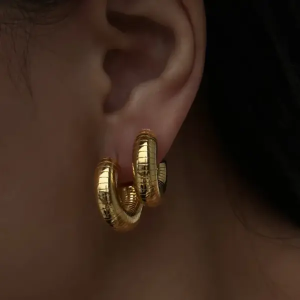 Wholesale 1 Pair IG Style Classic Style C Shape 304 Stainless Steel 18K Gold Plated Stainless Steel Earrings