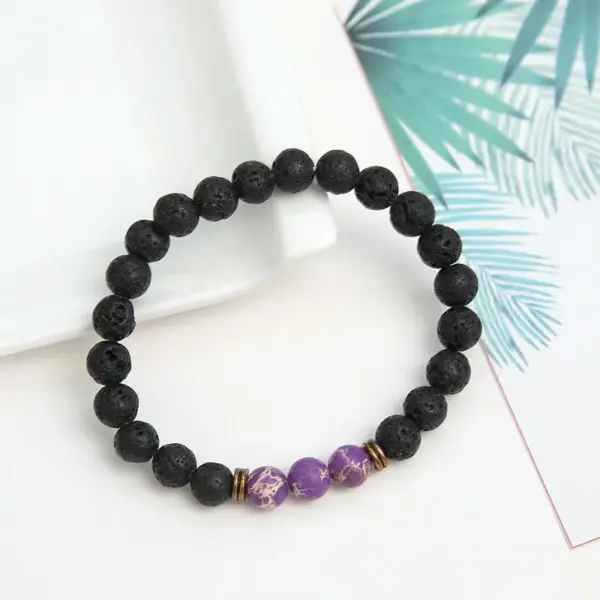 Casual Retro Round Mountain Volcanic Rock Bracelets In Bulk