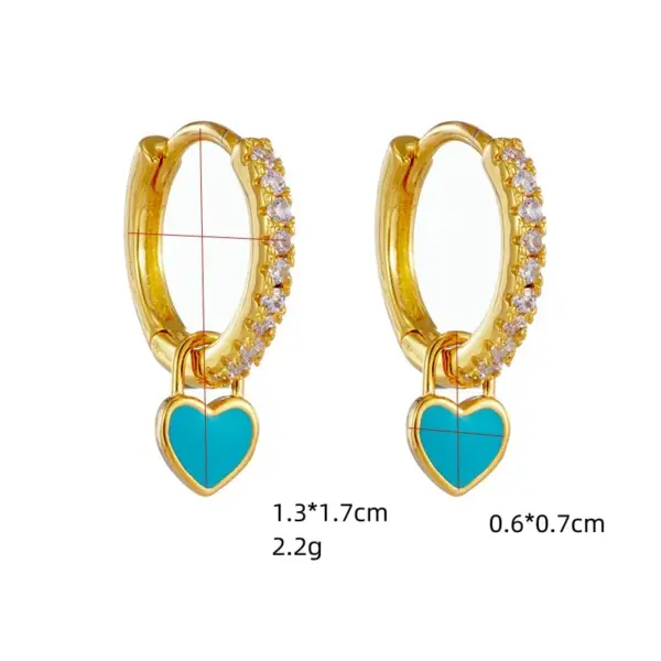 Wholesale Fashion Heart-shaped Earrings Ear Buckle Drop Oil Copper Earrings