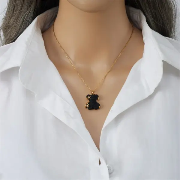 Wholesale Jewelry Cute Little Bear Star 201 Stainless Steel Copper Resin Zircon Plating Inlay