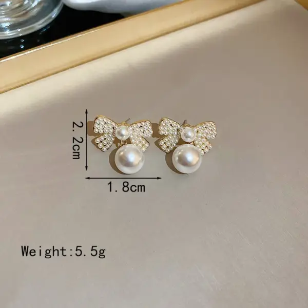 Wholesale 1 Pair Elegant Glam Bow Knot Inlay Alloy Artificial Pearls Drop Earrings