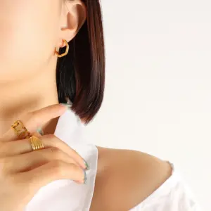 F617-Gold Polygon Earrings