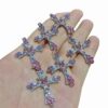 Wholesale Gothic Bohemian Style Crystal Diamond Color Cross Pendant Festival Jewelry Girl's Collarbone Necklace