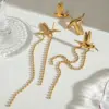 Wholesale PVD Coated Real Gold Plated 18K Gold 304 Stainless Steel Simple Style Classic Style Waterproof Non Tarnish Drop Earrings Ear Studs