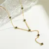 Wholesale Elegant Simple Gold Plated Stainless Steel Zircon Leaf Pendant Necklace For Women Casual Romantic Cute Female Style