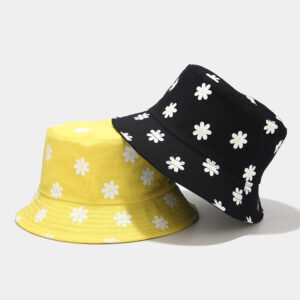 Wholesale Korean Style New Flower Printed Fisherman Hat Women's Japanese Style Artistic Fresh Style Basin Hat Summer Outdoor Double-Sided Sun Hat