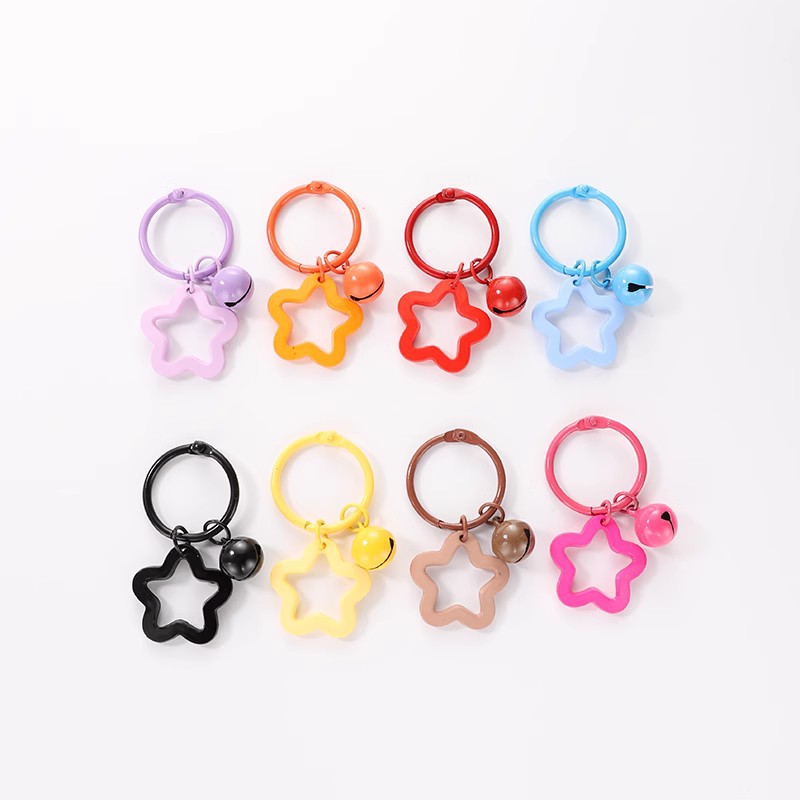 Wholesale Colorful five-inted star acrylic keychain pendant dopamine earphone case ornaments small fresh cole bag decoration