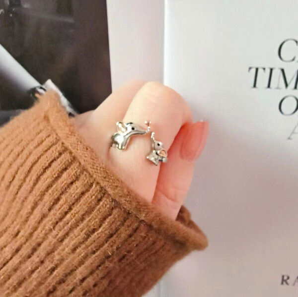 Wholesale Amazon New Mother's Day Two-color Elephant Opening Ring Ethnic Auspicious Mother and Son Two-color Family Ring