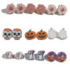 oly-16f8fa69773116b3f7990da60b4f68e6 Wholesale European and American Cross-border Halloween Cartoon Funny Ghost Pumpkin Kid Wooden Decorative Earrings Combination suit