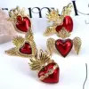 Wholesale Copper Inlay Heart Shape Wings Zircon Open Rings