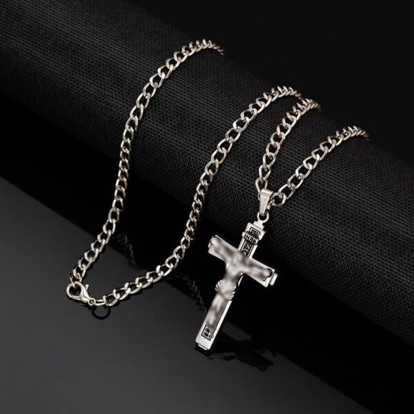 Wholesale Embossed portrait cross necklace titanium steel necklace