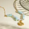 Wholesale PVD Coated Real Gold Plated 18K Gold Starfish Shell 304 Stainless Steel Vacation Marine Style Waterproof Non Tarnish 304 Stainless Steel Pendant Necklace