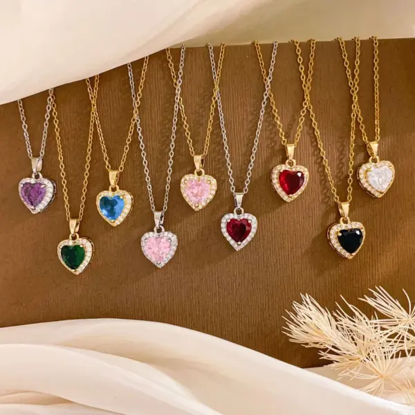 Titanic Gem Heart Necklace Classic Ocean Centerpiece Women's Jewelry Fashionable 304 Stainless Steel Copper Sweet Style Necklace