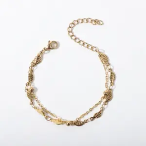 Cross Clip Ball Embossed Leaves / Bracelet 17+5cm