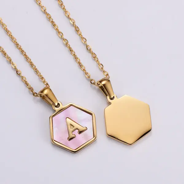 Wholesale PVD Coated 18K Gold Plated Letter 304 Stainless Steel Waterproof Non Tarnish 304 Stainless Steel Pendant Necklace