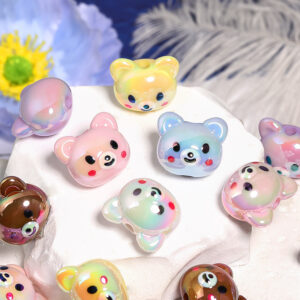 Wholesale Acrylic Cute Bear Beaded Cartoon Animal Vertical Hole Beads DIY Mobile Phone Chain Keychain Accessories