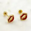 Wholesale PVD Coated Real Gold Plated 14K Gold Lips Flower Butterfly 304 Stainless Steel Simple Style Commute Waterproof Non Tarnish Ear Studs