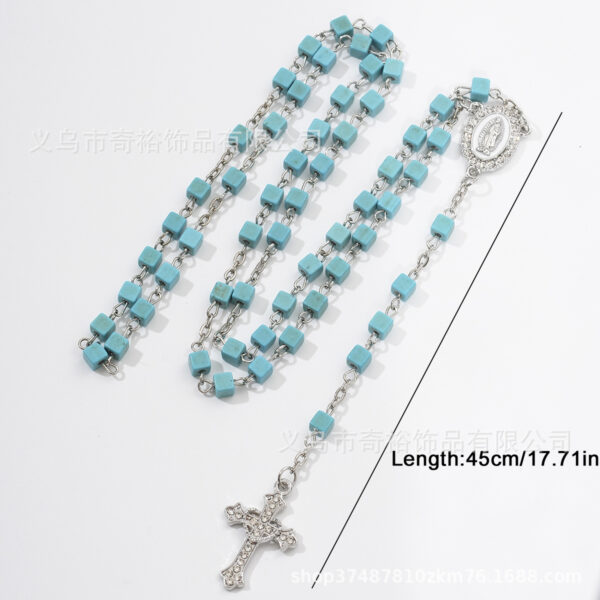 Wholesale Blue Turquoise Vintage Cross Beaded Necklace