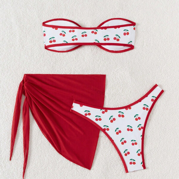 Wholesale 2025 new European and American split skirt bikini three-piece cross-border Amazon printed sexy bikini