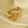 Wholesale PVD Coated Real Gold Plated 18K Gold Butterfly Bow Knot 304 Stainless Steel Sweet Simple Style Waterproof Non Tarnish Open Rings
