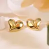 201 Stainless Steel 304 Stainless Steel Heart Shape Solid Color Electroplating Stone-Free Imitation Gold Simple Style Classic Style Gold Ear Studs