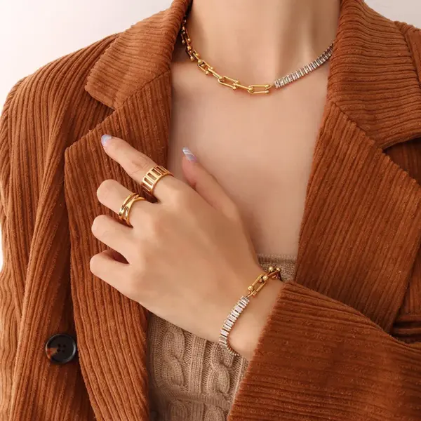 PVD Coated 18K Gold Plated 18K Gold 304 Stainless Steel Fashion